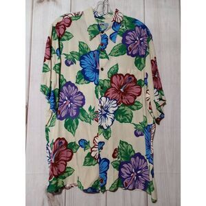 Reyn Spooner Shirt‎ Men's Large Hawaiian Blue Purple